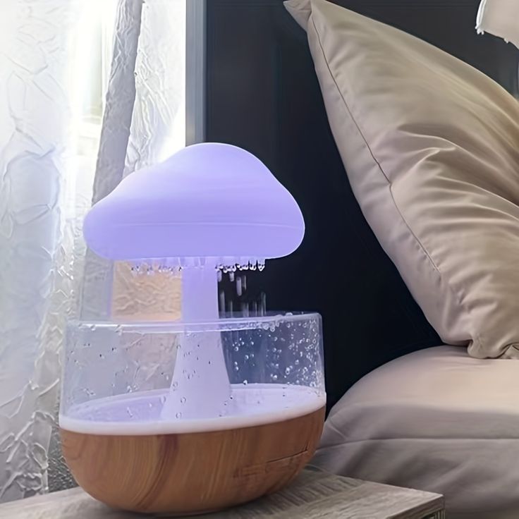 Rain Cloud Humidifier Water Drip, Mushroom Humidifier Rain Sounds Diffuser Lamp