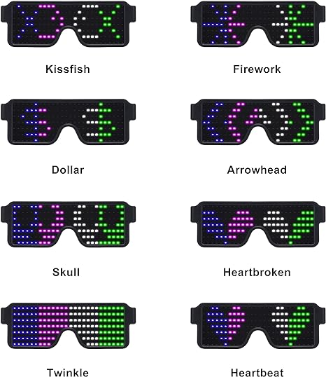 LED Glasses Light Up Dynamic Party Favor Glasses Festival Christmas USB Rechargeable LED Rave Glowing Flashing Glasses