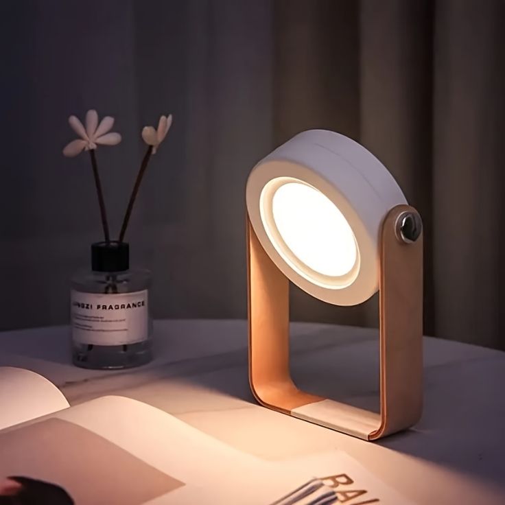 4-in-1 Foldable Table Lamp, USB Rechargeable LED Light, Wooden Handle Portable Lantern Light and Flashlight, Touch Control Dimmable 3 Level Brightness Night Light for Bedroom, Living Room, Outdoor, Office, Camping.