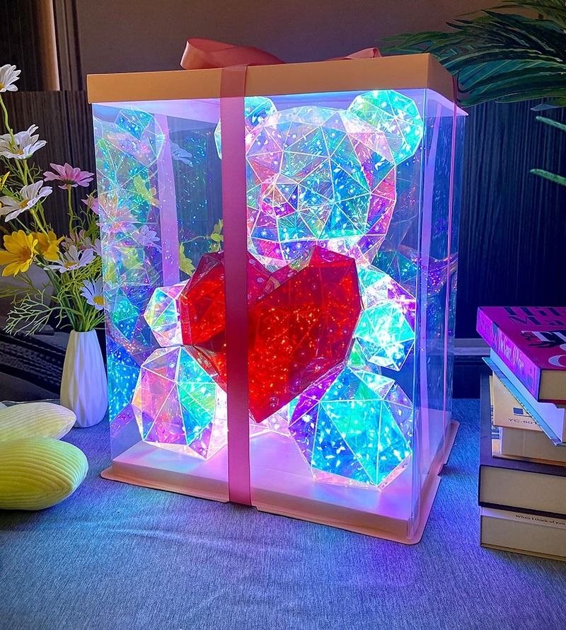 Gorgeous Shining LED Teddy Bear Holding a Red Heart