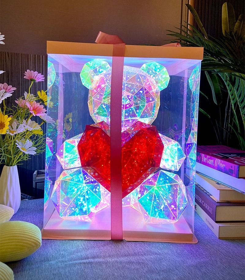 Gorgeous Shining LED Teddy Bear Holding a Red Heart