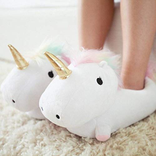 Cute Cartoon Unicorn Slippers, Fluffy Plush Warm Comfortable Lounge Shoes, Soft Cozy Plush House Shoes For Women