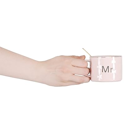 Mr and Mrs Ceramic mug || Couple Coffee Cup and Tea Mugs with Heart Shape  Saucer || Microwave Safe, Dishwasher Safe| Valentine Day Gift Pink Mug.