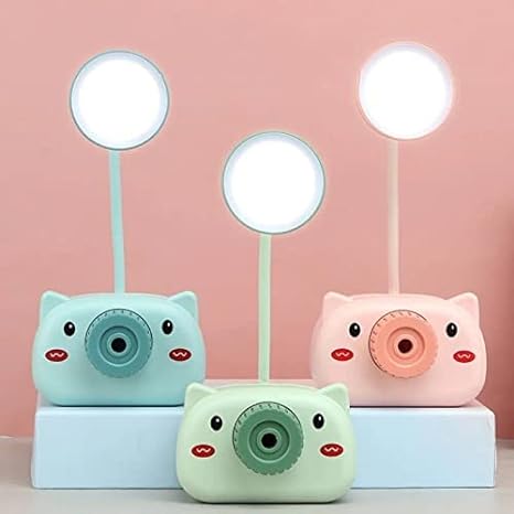 Home Decor Cute Cartoon LED Reading Light Pen Holder Pencil Sharpener Eye Protection Night Light for Student Study Office Mini Table Lamp, Piggy Lamp ( Pack of 1)