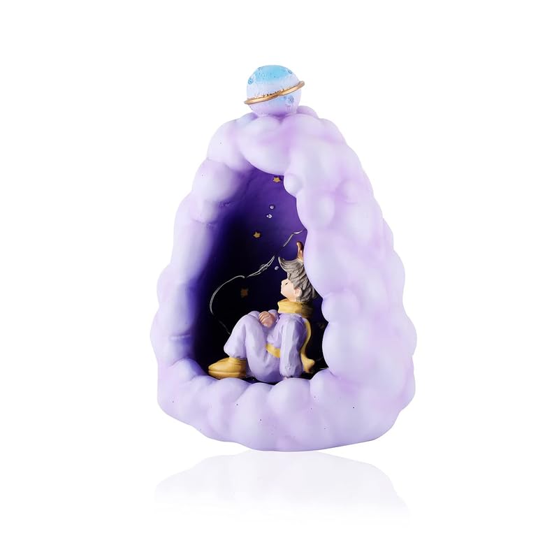 Stellar LED Night Lamp Resin Night Light Boy Statue for Kids Battery Powered Night Light Cute Bedside Lamp Resin Night Light Rechargeable Table Lamp for Kids Bedroom, Home decor, Office, Showcase  (Purple)