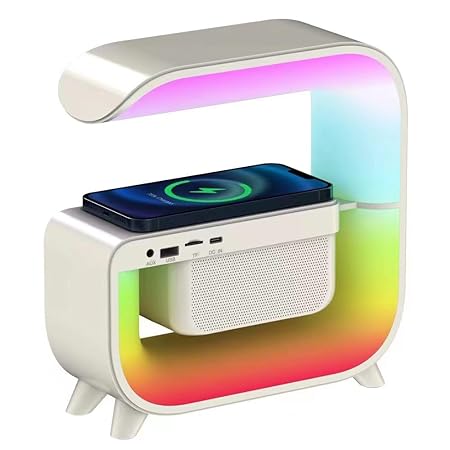 RGB LED Speaker Rgb Night Lamp with app Wireless Charger Alarm Clock Desk Lamp Wireless Charging Wakeup Light