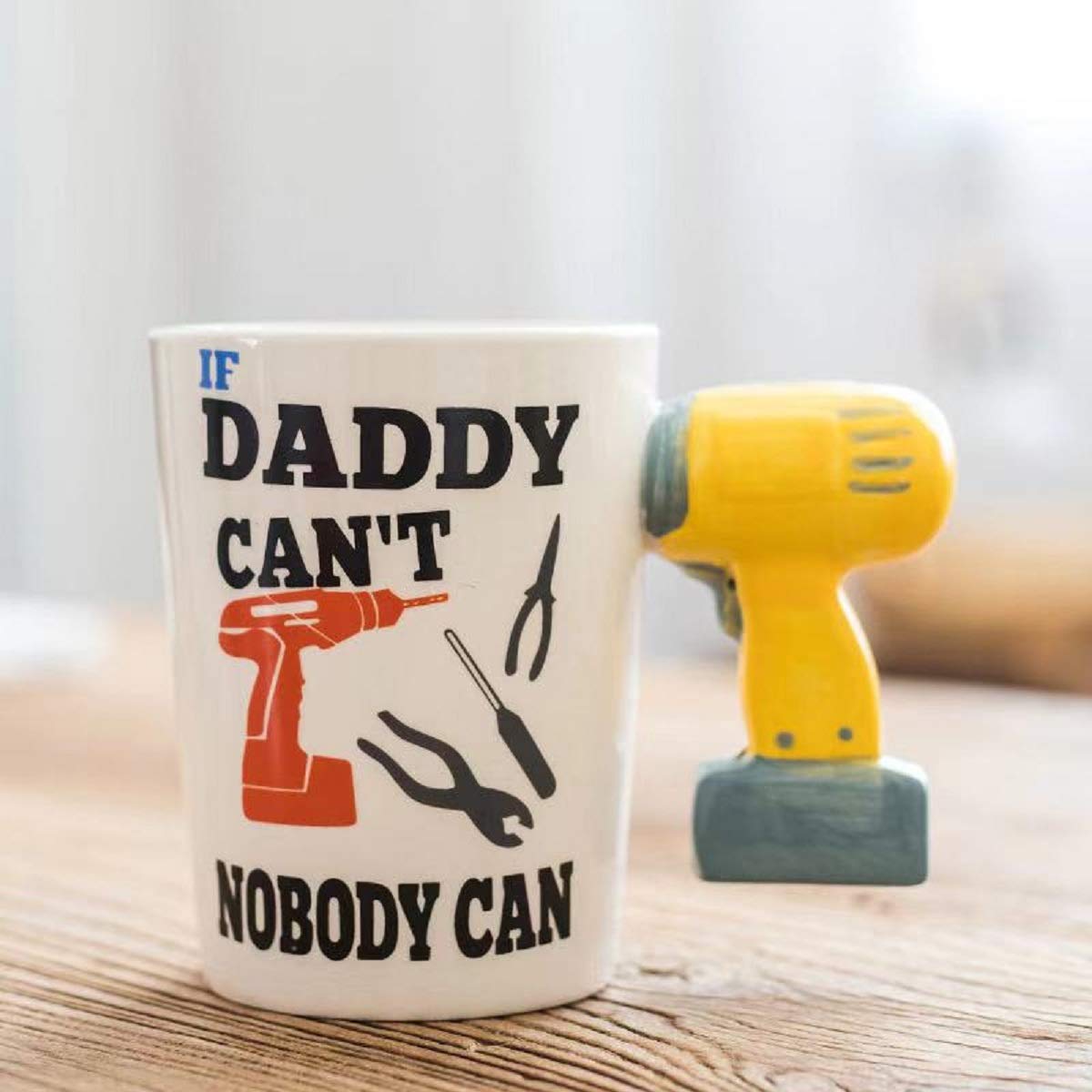 Super Dad Quotation 3D Ceramic Mug for Tea Coffee Birthday Gift Perfect for Fathers Day Gift (If Daddy Can't, Nobody Can) Motivational, Inspirational birthday gifts for Dad.