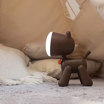 Animal LED Night Light Cute Puppy Shape Lamp USB Charging port Adjustable Brightness & Children's Eye Care Night light, for Living Room Bedroom, Dining Room Energy Saving Bedside Lamp With Tail Switch