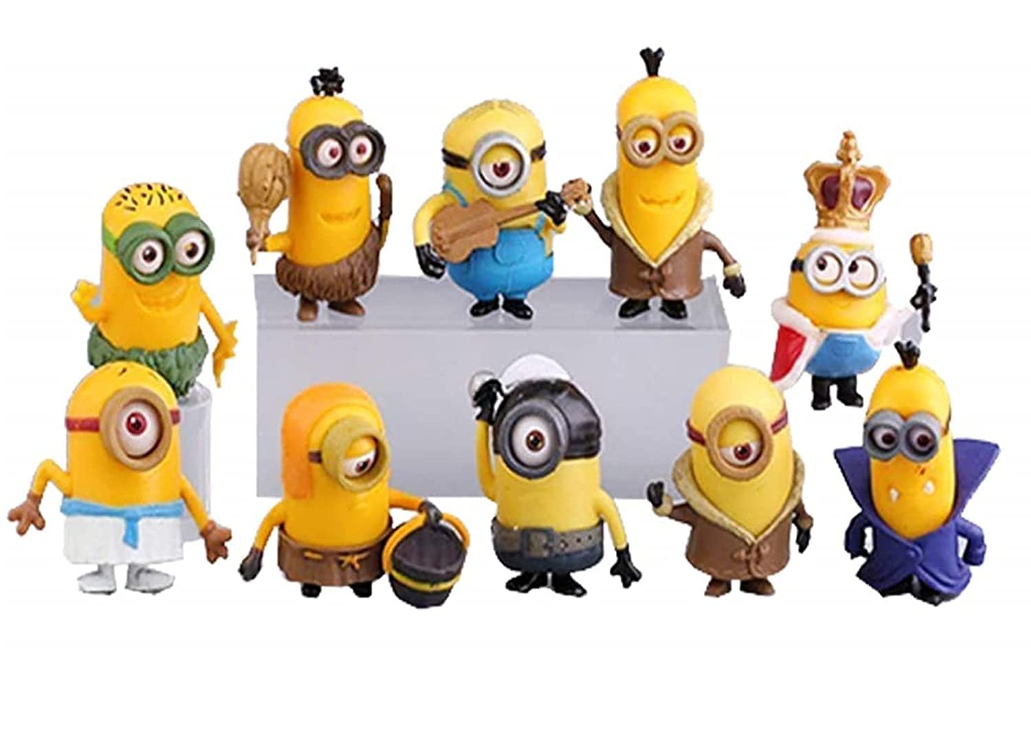 Little Minions Cartoon Action Mini Figures Action Figure Limited Edition for Car Dashboard, Decoration, Cake, Office Desk & Study Table (Pack of 10)