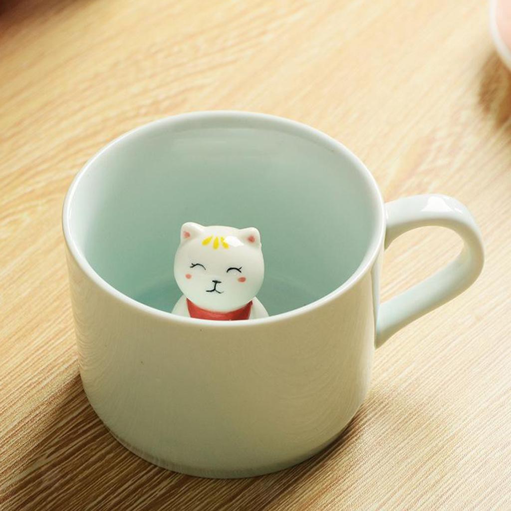 Ceramic Cup Cute Animals Kitty Inside Mug Coffee Tea Milk 3D Cartoon Mug Kitten