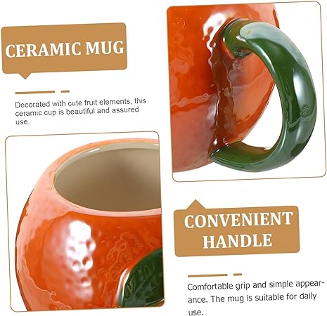 3D Orange coffee and tea Mug for home and Office use, Cute Orange Shape Mug, household products, mugs, creative fruit-shaped ceramic cups, Gift Fruit Cup fine Ceramics