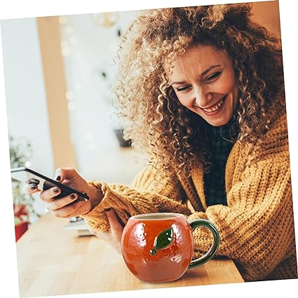 3D Orange coffee and tea Mug for home and Office use, Cute Orange Shape Mug, household products, mugs, creative fruit-shaped ceramic cups, Gift Fruit Cup fine Ceramics