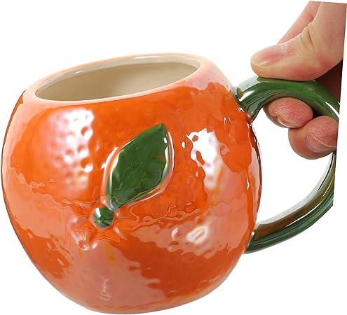 3D Orange coffee and tea Mug for home and Office use, Cute Orange Shape Mug, household products, mugs, creative fruit-shaped ceramic cups, Gift Fruit Cup fine Ceramics