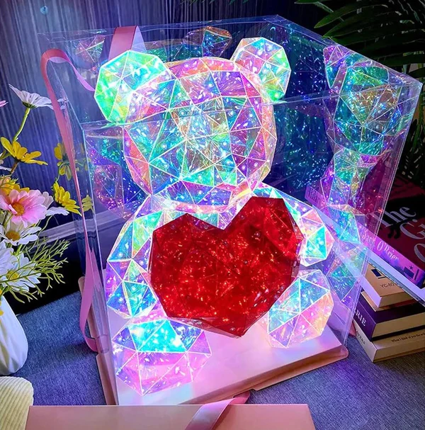 Gorgeous Shining LED Teddy Bear Holding a Red Heart