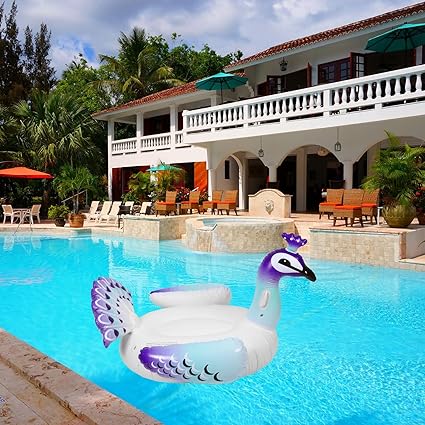 Peacock Pool Floats Inflatable Peacock Pool Float Large Ride On Pool Raft Lounger Island Beach Swimming Pool Party Decorations Pool Island for Adults Water Fun