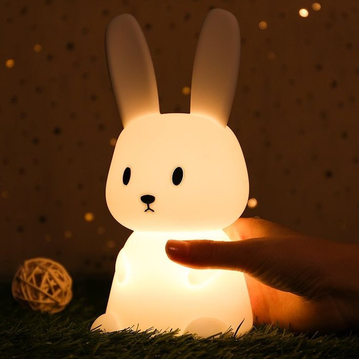 Cute Silicone Bunny Night Light For Kids, Cute Animal Night Lamp For Nursery, Squishy Silicone Bunny Touch Lights, Portable With USB Rechargeable, Gifts For Baby Girls And Boys Led, White (BUNNY LAMP)