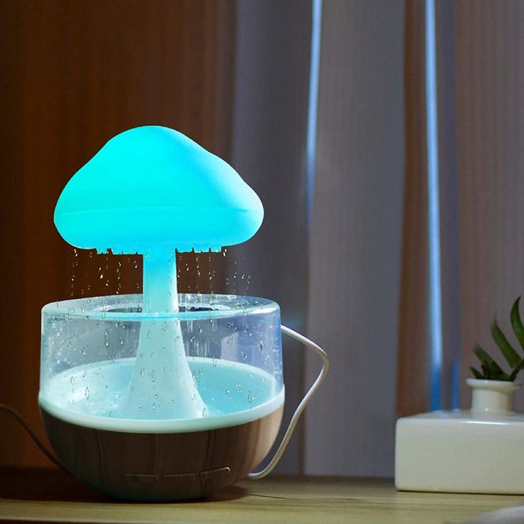 Rain Cloud Humidifier Water Drip, Mushroom Humidifier Rain Sounds Diffuser Lamp