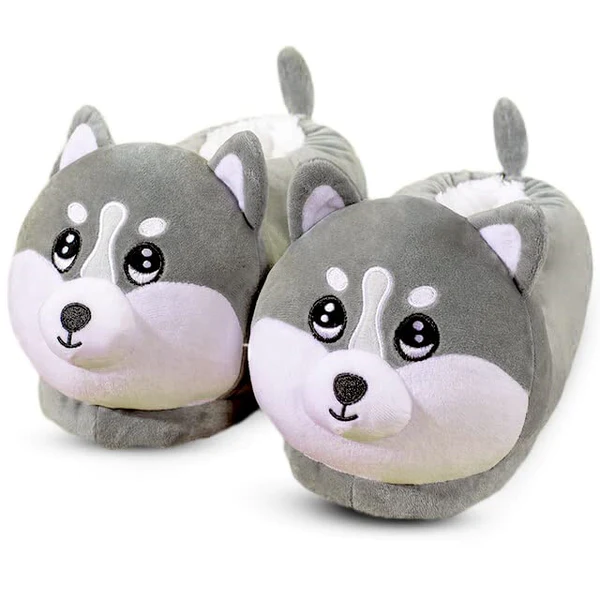 Husky Slippers Plush Lining Non Slip Winter House Slippers (Universal Size)