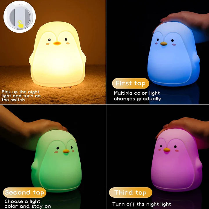 Penguin Night Light Led Cute Cartoon Silicone lamp