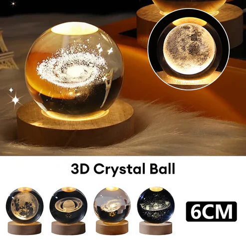 3D Crystal Ball Nightlight Decolamp Solar System Model Decor Science Astronomy Universe Cool Desk Present Space Gifts Decor,