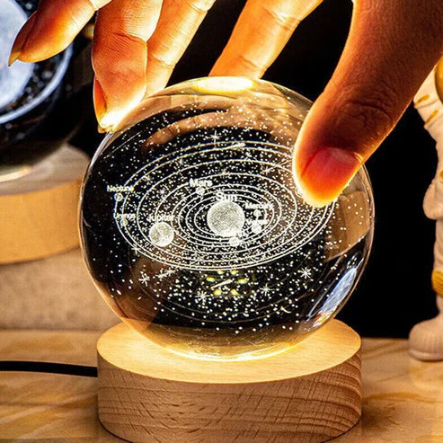 3D Crystal Ball Nightlight Decolamp Solar System Model Decor Science Astronomy Universe Cool Desk Present Space Gifts Decor,