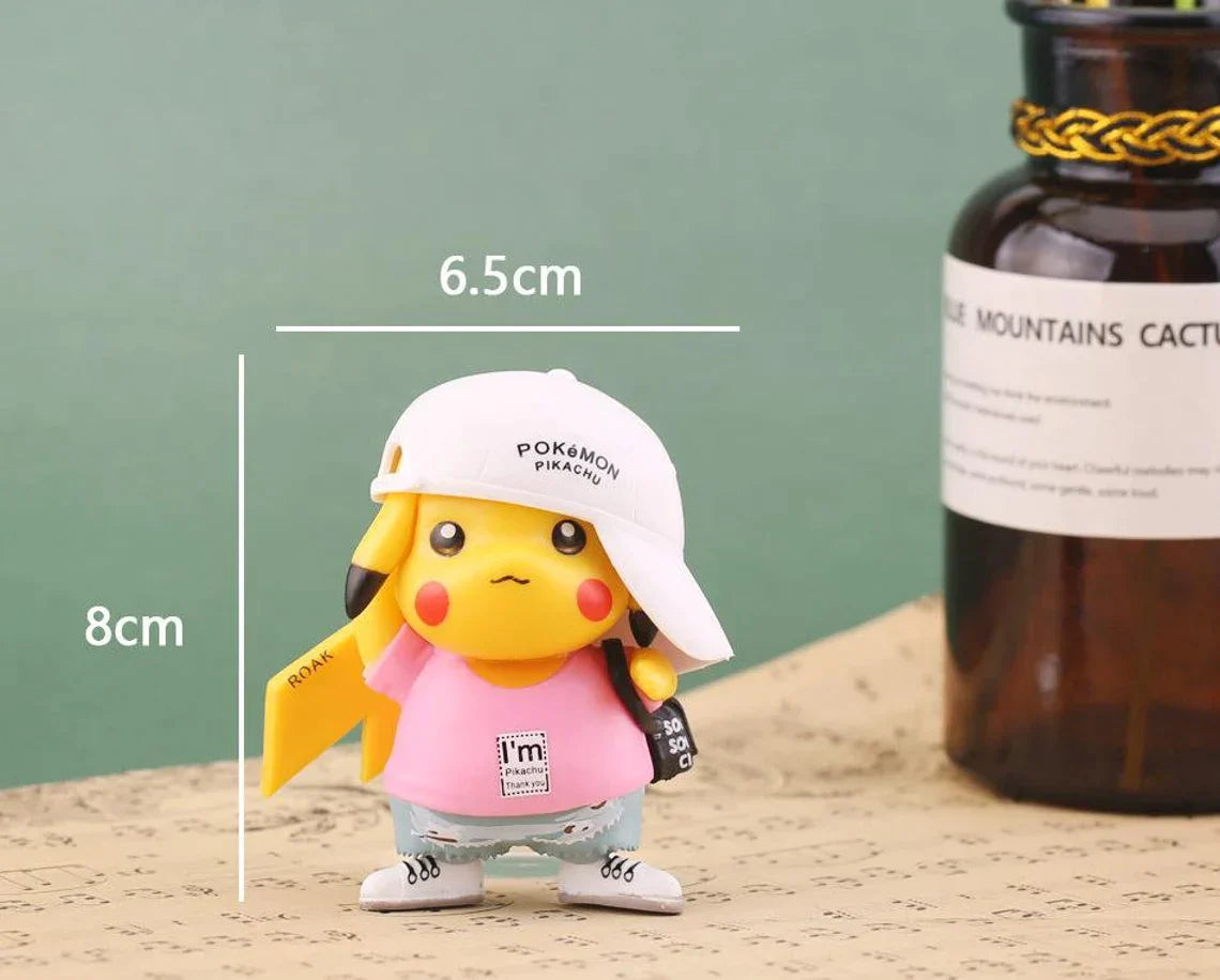 8cm / 3 inch Cute Pikachu Cosplay Trendy Fashion Figure Cute Anime Figurine 3D Gift