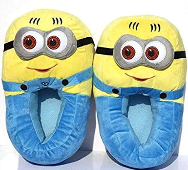 Minions Slippers Plush Lining Non Slip Winter House Slippers for Couples Christmas Gift (Universal Size)