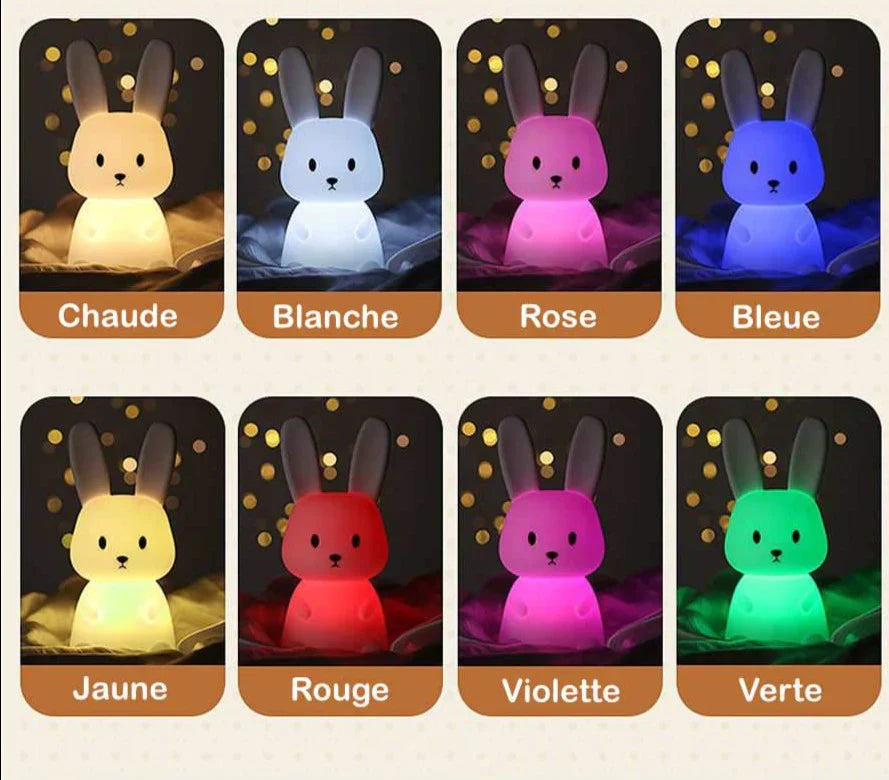 Cute Silicone Bunny Night Light For Kids, Cute Animal Night Lamp For Nursery, Squishy Silicone Bunny Touch Lights, Portable With USB Rechargeable, Gifts For Baby Girls And Boys Led, White (BUNNY LAMP)